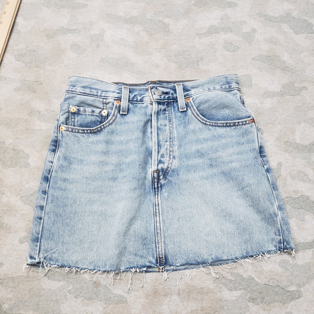 Levis Skirt Womens 25 Blue Mini Casual High Waist Denim Light Wash